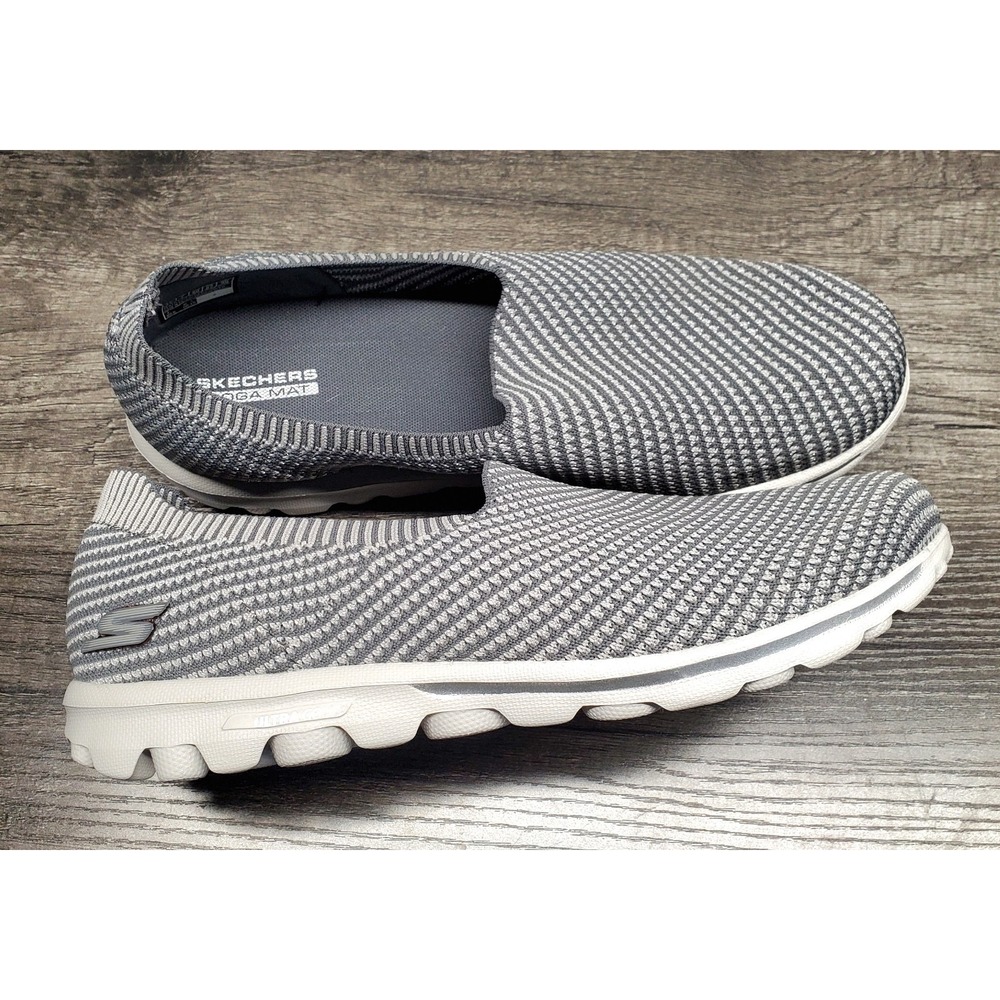 Skechers Shoes Go Walk Womens 10 Goga Mat Ultra Go Slip On Gray Charcoal NEW